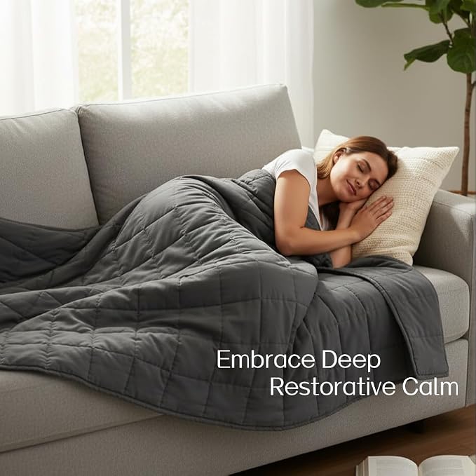 RJOP Weighted Blanket 20lbs 60"x80", Weighted Blankets for Adults, Cooling Weighted Blanket for Sleeping, Machine Washable Soft & Breathable All-Season Comfort & Premium Glass Beads(60" x 80" 20 lbs)