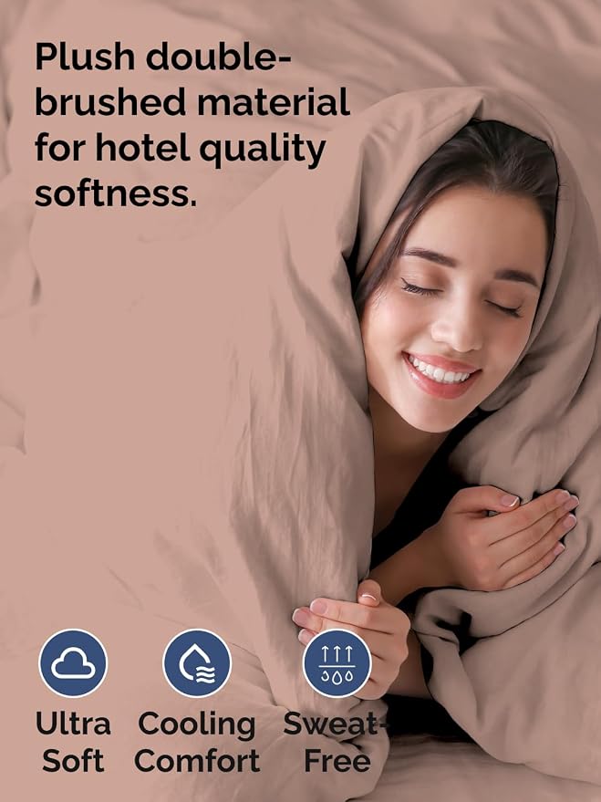 Duvet Cover Queen Size - Extra Soft 3 Piece with Zipper Closure - Mauve | Extra Soft, Breathable, Queen Duvet Cover 90" x 90" with 2 Pillow Shams, Zipper Closures & Ties, Women, Men, Kids & Teens