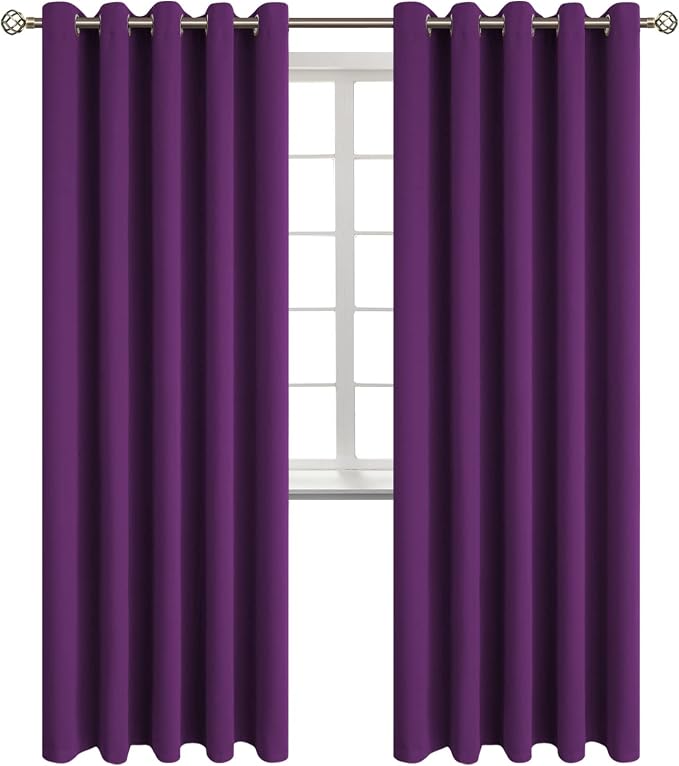 BGment Purple Blackout Curtains for Living Room 84 Inch Long - 2 Panels | Grommet Top, Black Out, Room Darkening, Sunblock, Thermal Insulated, Window Drapes for Bedroom, 70x84 Inch