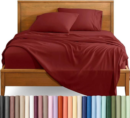 Bare Home Cal King Sheet Set - 1800 Ultra-Soft (California King, Rosewood) | Deep Pockets 6 to 15 Inches, Breathable, Hypoallergenic, Hotel Luxury, Easy Fit, Soft, All-Season