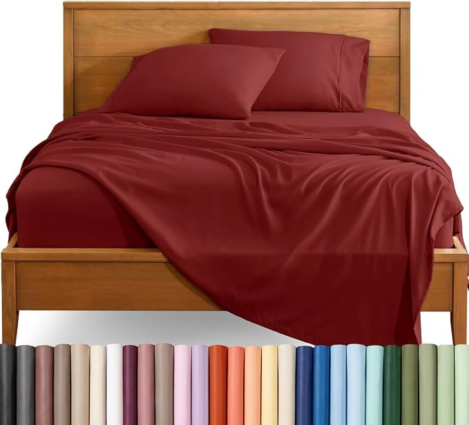 Bare Home King Sheet Set - 1800 Ultra-Soft (King, Rosewood) | Deep Pockets 6 to 15 Inches, Breathable, Hypoallergenic, Hotel Luxury, Easy Fit, Soft, All-Season