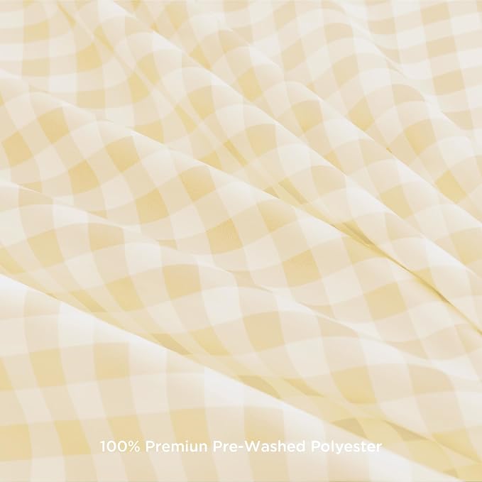 Andency Yellow Gingham Duvet Cover King, Ruffle Shabby Bedding Set 3 Pcs | Farmhouse Soft Pre-Washed Polyester Comforter Cover with Zipper Closure & Corner Ties, 104x90Inch