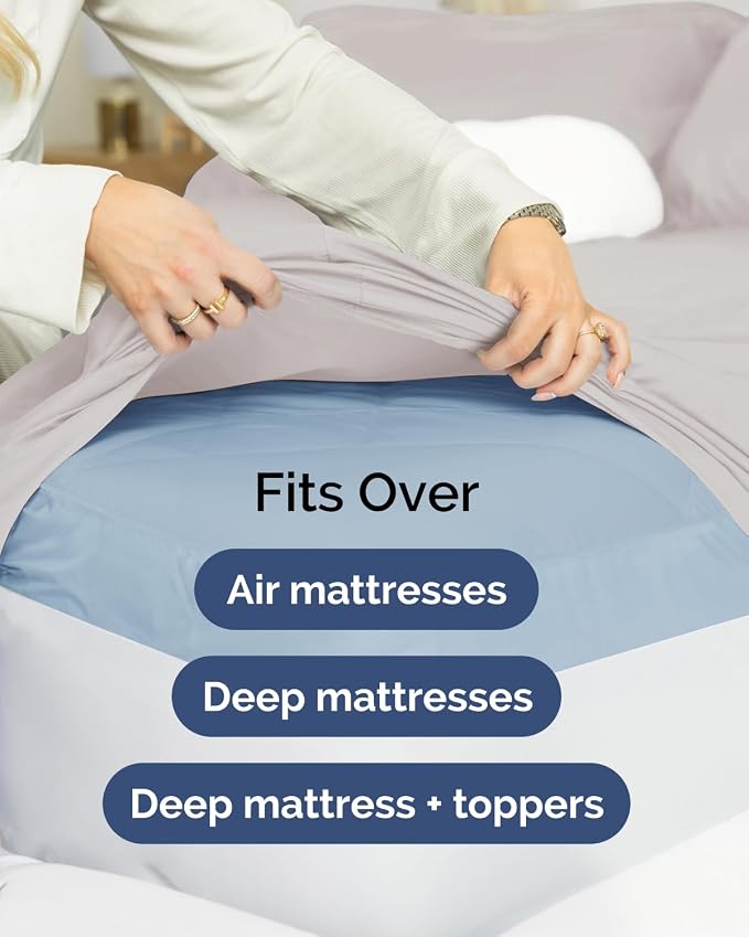 2 Pack Extra Deep Queen Fitted Sheets with Extra Deep Pockets - Light Grey | Hotel Luxury Bottom Fitted Sheets Only, Soft, Fade & Wrinkle Free, Breathable & Comfy, All Around Elastic Fitted Sheets
