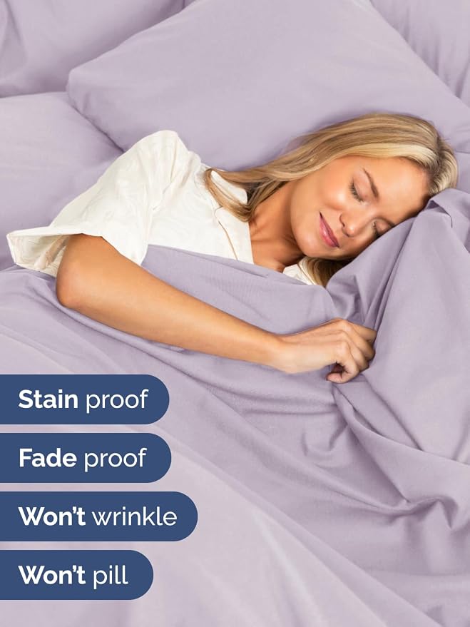Extra Deep Twin Sheet Set - 4 Piece Breathable & Cooling - Light Lavender | Hotel Luxury Bed Sheets Set, Easy & Secure Fit, Ultra-Soft, Wrinkle & Fade Free, Comfy Sheets Set with Extra Deep Pockets