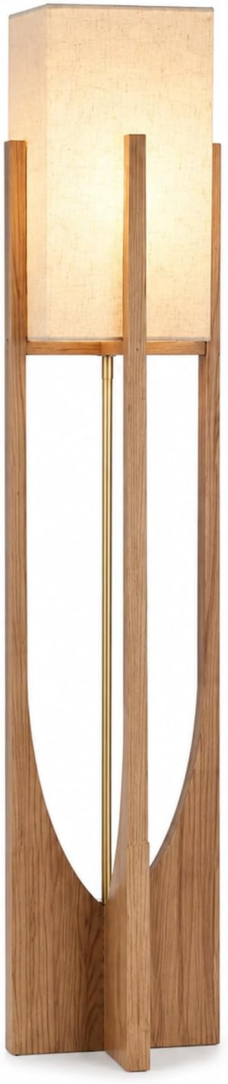 Farmhouse Style Floor Lamp,57 Inch,for Living Room | Natural Wood Frame,Linen Lampshade,Soft Ambient Glow,3000K Warm Light,Suit for Couch Bedroom,Boho Decor