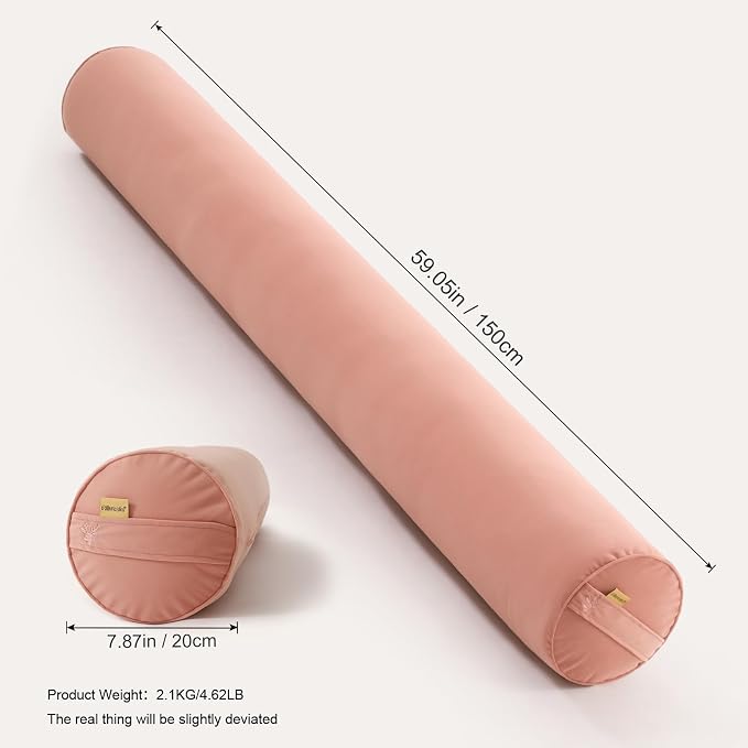 Body Pillow for Adults,Long Round Pillow,Big Cylindrical Pillow,Large Full Bolster Pillows for Side Sleepers (Blush Pink, 59"*7.87")