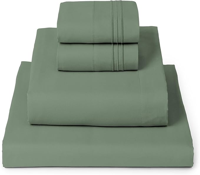 Mellanni Iconic 4-Piece, Ultra Soft Sheet Set (King, Sage) | 10M+ Sleepers. Lab-tested: Sleeps Cool, Stays Bright, Strong, Smooth. Good Housekeeping Best Bedding, 7 yrs running.