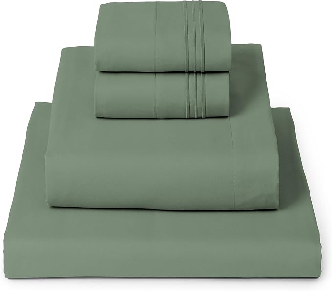 Mellanni Iconic 4-Piece, Ultra Soft Sheet Set (California King, Sage) | 10M+ Sleepers. Lab-tested: Sleeps Cool, Stays Bright, Strong, Smooth. Good Housekeeping Best Bedding, 7 yrs running.