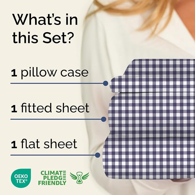 Twin 3 Piece Striped Sheet Set - Soft, Breathable & Cooling - Countryside | 1 Flat, 1 Fitted & 1 Pillowcase w/ Deep Pockets, Luxury Striped Bedding, Soft, Breathable & Cooling, Wrinkle & Fade Free