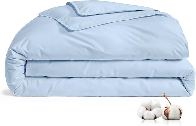 100% Cotton Duvet Cover Dust Mite Bed Bug Comforter Protector, Full | Zipper, Allergy Proof, Hypoallergenic Protection for Enhanced Freshness, Breathable Duvet Protector, Minimalist, Blue