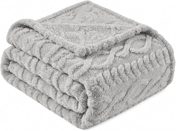 Grey Throw Blanket - Soft & Fluffy Fleece, Cute & Aesthetic, Perfect for Sofa, Couch, Chair, Bed, Living Room & Bedroom, All-Season Use, Plush & Cozy Decorative 50x60 Inch Blanket