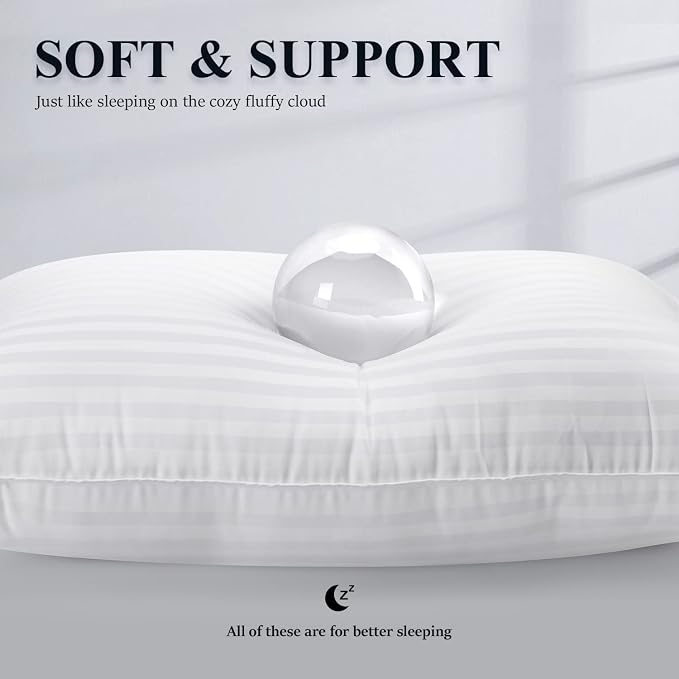 COZSINOOR Bed Pillows for Sleeping Queen Size Set of 2 | Hotel Quality Breathable Cooling Down Alternative Microfiber Filled for Back, Stomach, Side Sleepers Skin-Friendly