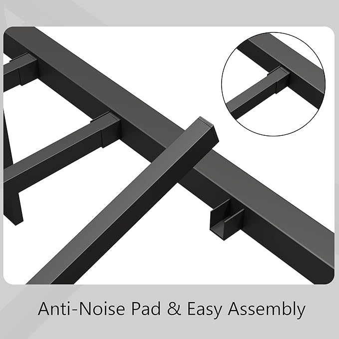 zunatu Full Size Metal Bed Frame with Victorian Style Headboard and Footboard, Steel Slat Support Platform Bed, No Box Spring Needed, Under Bed Storage, Easy Assembly, Black