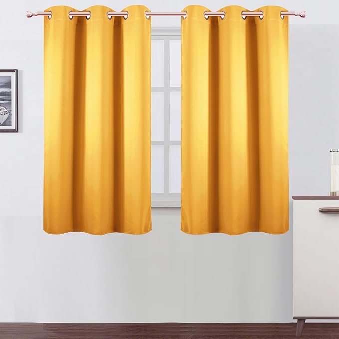 Yellow Blackout Curtains 42 x 54 Inch Length Set of 2 Panels Grommet Bedroom Curtains for Living Room