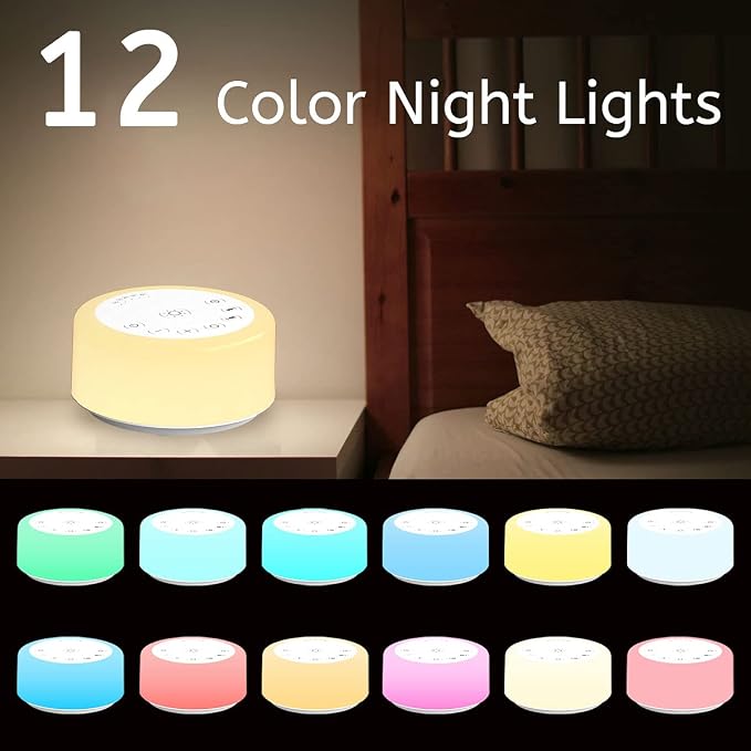 Soother Sleep Sound Machine Night Light White Noise Machine with 30 Soothing Sounds & 12 Color Night Lights for Baby Kids Adults Brown Noise Machine with Timer & Continuous Play for Home Travel Office