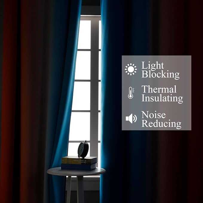 Ombre Orange and Blue Blackout Curtains 52Wx45L Inch Long | Gradient Curtains for Living Room,Thermal Insulated, Full Light Blocking,Grommet Window Drapes for Boys Bedroom, 2 Panels Set