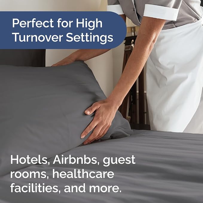 Bulk Case Pack of 20 Flat Sheets - Twin XL Size Flat Sheets - Dark Grey | Wholesale Bulk Flat Sheets for Hotels, Spas & Airbnbs, Soft, Cooling & Breathable, Wrinkle Free, Fade & Shrink Resistant