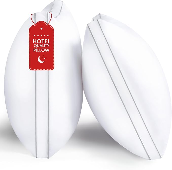 ROUMEA Pillows Standard Size Set of 2, Bed Pillows for Sleeping 2 Pack, Luxury Hotel Quality, Supportive Standard Pillows with Soft Down Alternative for Back Stomach Side Sleepers, Machine Washable | Luxury Hotel Quality, Supportive Standard Pillows wi...