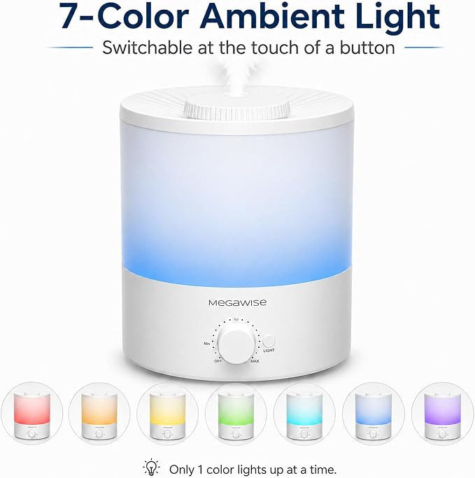 MegaWise Ultrasonic Cool Mist Humidifier SK7620-1.5L Capacity, Whisper-Quiet Operation, Adjustable Mist Output, Auto Shut-Off - Ideal for Home, Office, Baby Room, and Bedroom (Pack of 12)