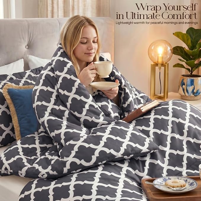 Utopia Bedding 2 Pc Twin Comforter Set, Printed Comforter, Grey | Comforter Set Includes Comforter (64x88) Inches, 1 Sham (20x26) Inches. Soft Microfiber Down Alternative, Machine Washable.
