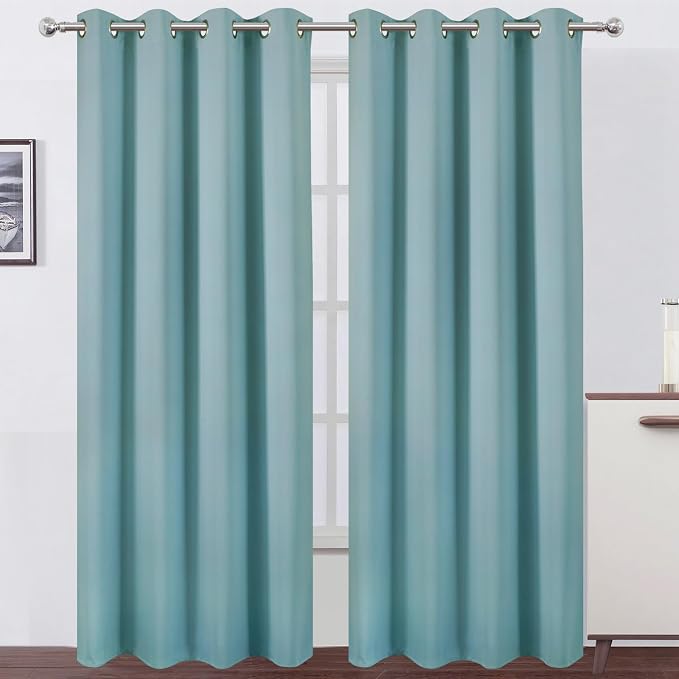 Stone Blue Thermal Blackout Curtains/52 x 95 Inch/Set of 2 Panels Room Darkening Curtains for Bedroom