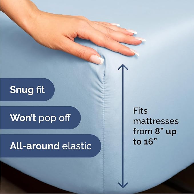 Cal King Size 4 Piece Sheet Set - Breathable & Cooling Sheets - Light Blue | Hotel Luxury Bed Sheets for Women & Men, Deep Pockets, Easy-Fit, Extra Soft & Wrinkle Free Sheets, Oeko-Tex Bed Sheet Set