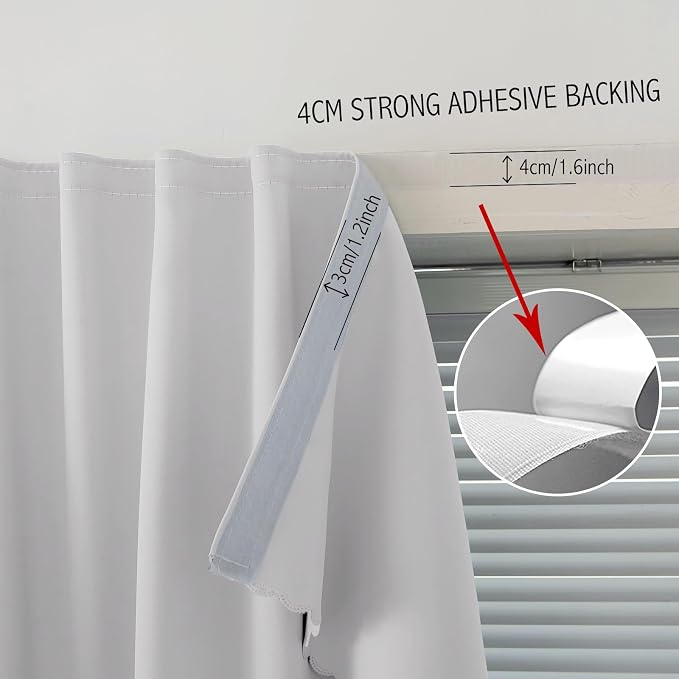 Portable Light Blocking Curtains Self-Stick Design, Removable Adhesive Window Shades for Apartment Office, 71" W x 84" L, Light Grey, 1 Panel