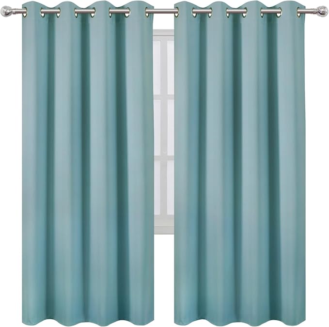 Stone Blue Thermal Blackout Curtains/52 x 72 Inch/Set of 2 Panels Room Darkening Curtains for Bedroom