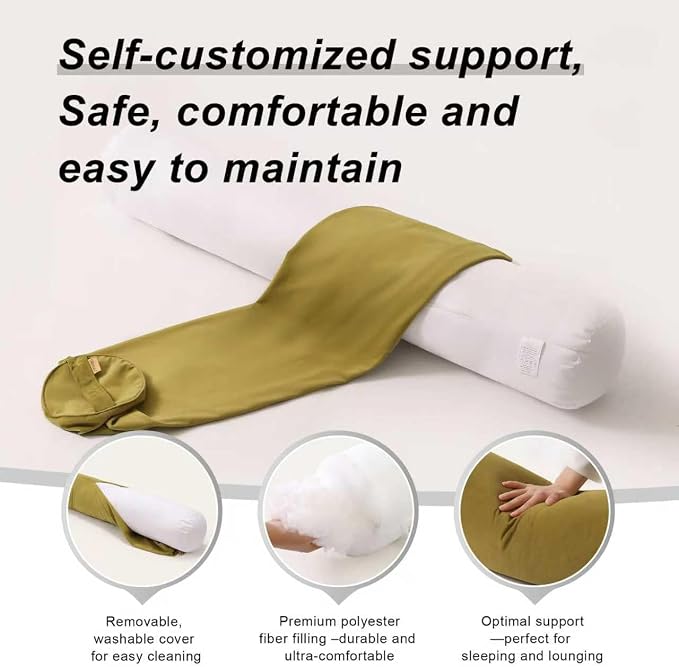 Body Pillow for Adults,Long Round Pillow,Big Cylindrical Pillow,Large Full Bolster Pillows for Side Sleepers (Golden Yellow, 47.24"*7.87")