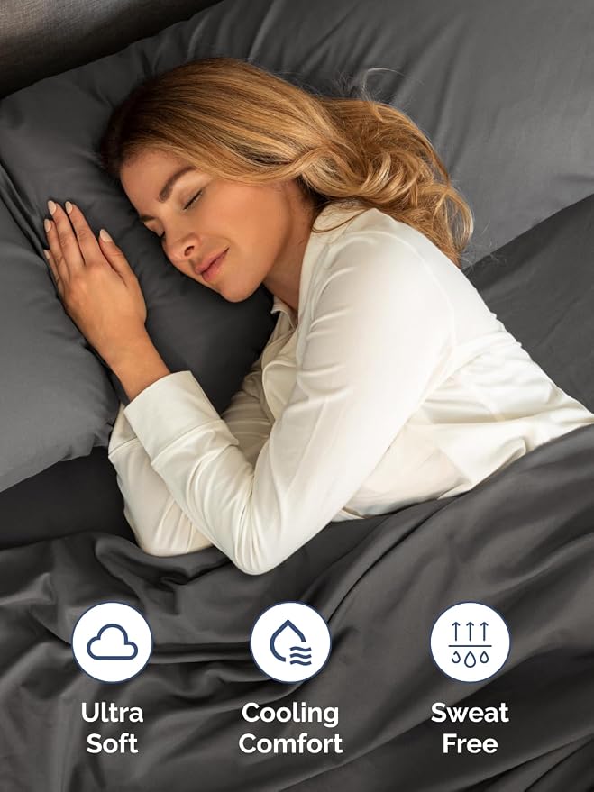 Extra Deep Split King Sheet Set - 7 Piece Breathable & Cooling - Charcoal | Hotel Luxury Bed Sheets Set, Easy & Secure Fit, Ultra-Soft, Wrinkle & Fade Free, Comfy Sheets Set with Extra Deep Pockets