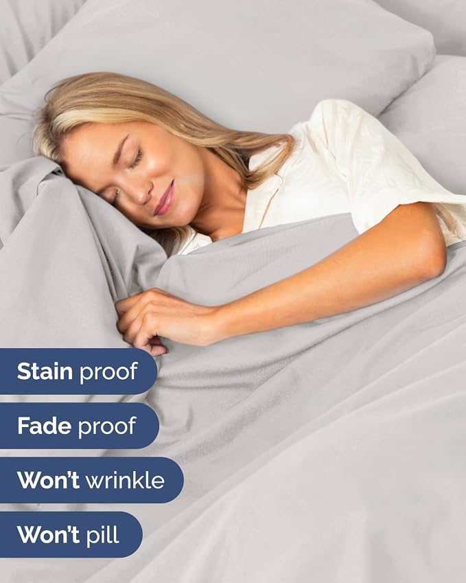Extra Deep Flex Top Split Head King Sheet Set - 6 Piece Breathable and Cooling Sheets - Hotel Luxury Bedding for Women, Men, Kids & Teens - Easy Secure Fit - Extra Deep Pockets - French Grey