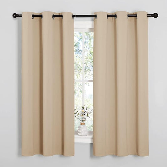 NICETOWN Biscotti Beige Blackout Curtains for Bedroom 42" x 48" 2 Panels | Room Darkening Thermal Insulated Grommet Draperies Window Panels, Light Blocking Noise Reducing Home Decor Window Treatments