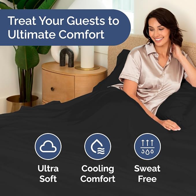 Bulk Case Pack of 20 Flat Sheets - King Size Flat Sheets - Black | Wholesale Bulk Flat Sheets for Hotels, Spas & Airbnbs, Soft, Cooling & Breathable, Wrinkle Free, Fade & Shrink Resistant
