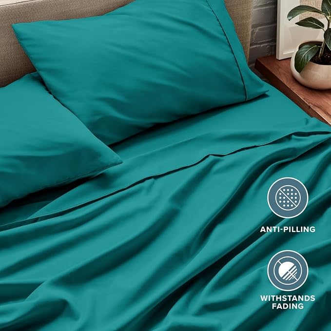 Bare Home King Sheet Set - 1800 Ultra-Soft (King, Emerald) | Deep Pockets 6 to 15 Inches, Breathable, Hypoallergenic, Hotel Luxury, Easy Fit, Soft, All-Season
