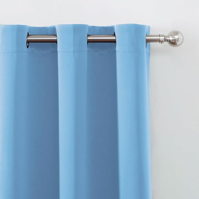 Blackout Curtains 66 x 72 Inch Long Sky Blue Curtains Set of 2 Panels Room Darkening Curtains for Bedroom and Living Room
