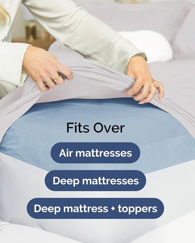 2 Pack Extra Deep Full Fitted Sheets with Extra Deep Pockets - French Grey | Hotel Luxury Bottom Fitted Sheets Only, Soft, Fade & Wrinkle Free, Breathable & Comfy, All Around Elastic Fitted Sheets