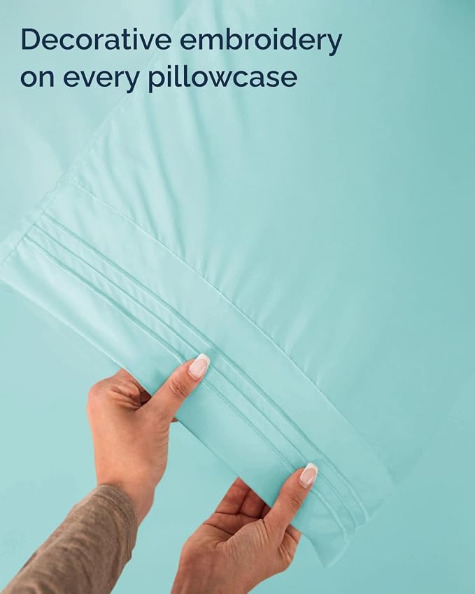Twin Size 3 Piece Sheet Set - Comfy Breathable & Cooling Sheets - Spa Blue | Hotel Luxury Bed Sheets for Women & Men, Deep Pockets, Easy-Fit, Extra Soft and Wrinkle Free Sheets, Oeko-Tex Bed Sheet Set