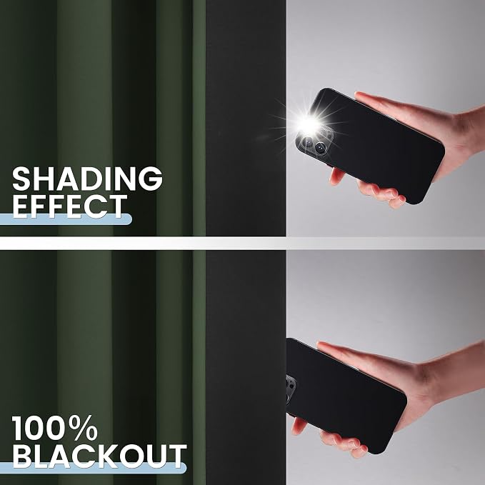 SimpleHome Greyish Green 100% Blackout Curtains Room Darken Living Room 84L | Curtains for Bedroom,Thermal Insulated Grommet Window Drapes,Curtains for Living Room with Black Back,52 x 84 Inch,2 Panels