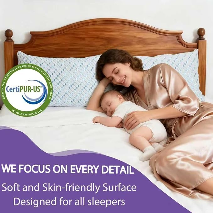 Memory Foam Pillows Queen Size Set of 2,Cooling Pillow for Side Sleepers | Adjustable Firm Pillow,Breathable Washable Removable Covers, for Hot,Side,Back,Stomach Sleeper,Relieve Shoulder Neck Pain