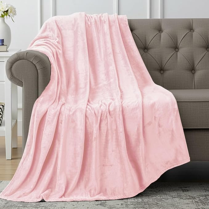 Utopia Bedding Ultra Soft Fleece Bed Blanket Throw Size Pink (50x60 Inches) | Microfiber Plush Warm Lightweight Breathable Cozy Blanket Anti-Static, All Season Use, Gift for Women and Men