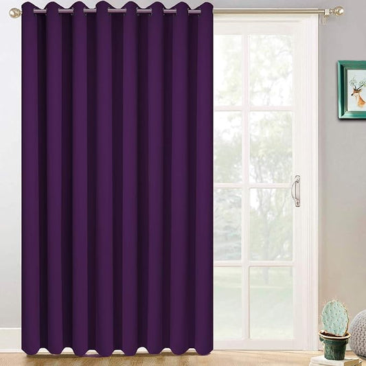 Yakamok Purple Room Darkening Curtains 84 inch Sliding Door Drapes | 1 Extra-wide Panel,W100xL84,Soft Triple-weave,Grommet,Blackout Thermal Insulated Drapes,Privacy,Light Reduction,Patio doors