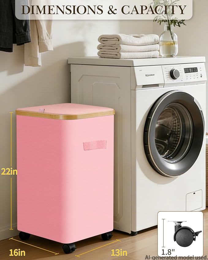 Laundry Hamper with Wheels, 75L Rolling Laundry Basket, Removable Inner Bag | Clothes Hampers for Laundry, Collapsible Dirty Clothes Hamper for Dorm, Bedroom, Bathroom, Laundry Room