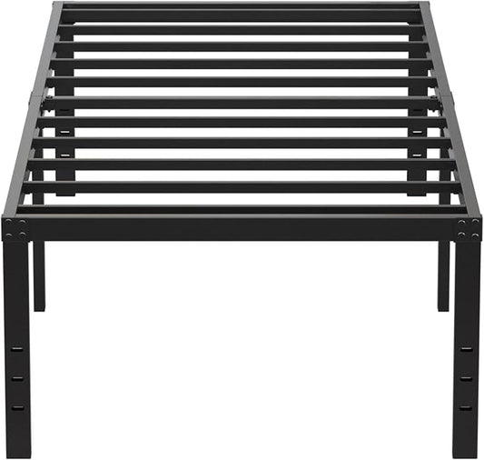 EMODA 20 Inch Twin Bed Frame No Box Spring Needed | Heavy Duty Tall Metal Twin Platform Bed Frames with Large Storage Space, Noise Free, Easy Assembly, Black