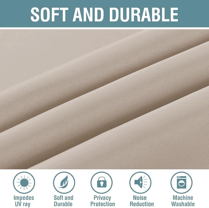 H.VERSAILTEX Blackout Patio Curtains 100 x 102 Inches for Sliding Door Extral Wide Blackout Curtain Panels Thermal Insulated Room Divider - Grommet Top, 8.5' Tall by 8.3' Wide - Fog
