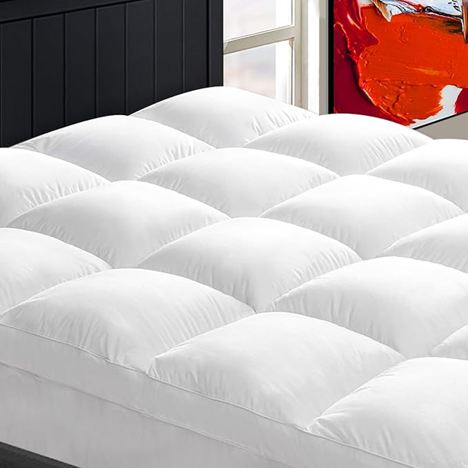 CHOPINMOON Queen Mattress Topper for Back Pain, Thick Mattress Pad Cover | Plush Pillow Top Mattress Topper, Breathable Soft Bed Topper with 8-21”Deep Elastic Pocket, Cooling for Hot Sleepers, White