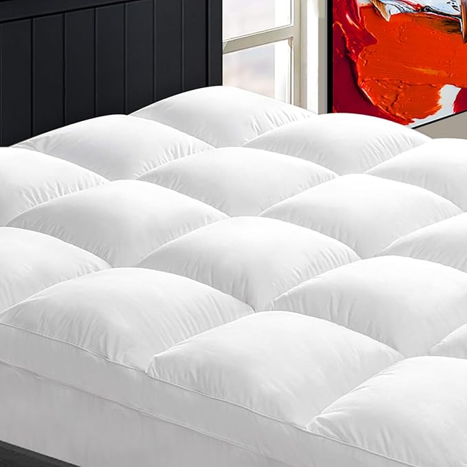 CHOPINMOON Twin XL Mattress Topper for Back Pain, Thick Mattress Pad Cover | Plush Pillow Top Mattress Topper, Breathable Soft Bed Topper with 8-21”Deep Elastic Pocket, Cooling for Hot Sleepers, White
