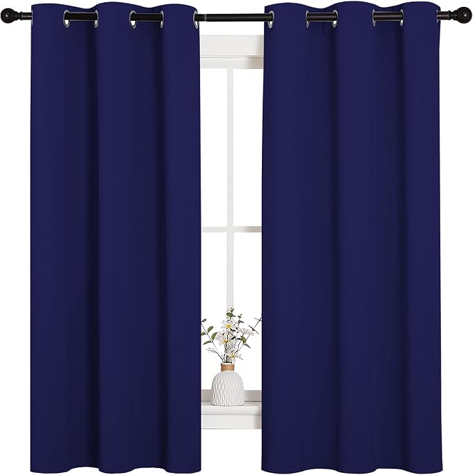 NICETOWN Royal Blue Blackout Curtains for Kid's Room 42" w x 63" L 2 Panels | All Season Thermal Insulated Solid Grommet Top Drapes Panels, Light Blocking Noise Reducing Window Treatments Home Decor