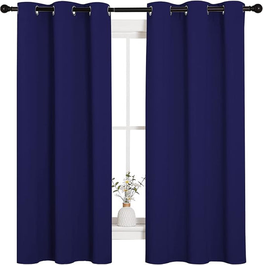 NICETOWN Royal Blue Blackout Curtains for Kid's Room 42" w x 63" L 2 Panels | All Season Thermal Insulated Solid Grommet Top Drapes Panels, Light Blocking Noise Reducing Window Treatments Home Decor