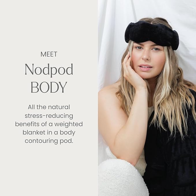 nodpod Body 6.5lb Patented Compact Weighted Blanket | Perfect for Relaxation, Lounging, Napping, Sleeping & Travel, Glass Bead Filled, Machine Washable, 29" x 24", Black Onyx