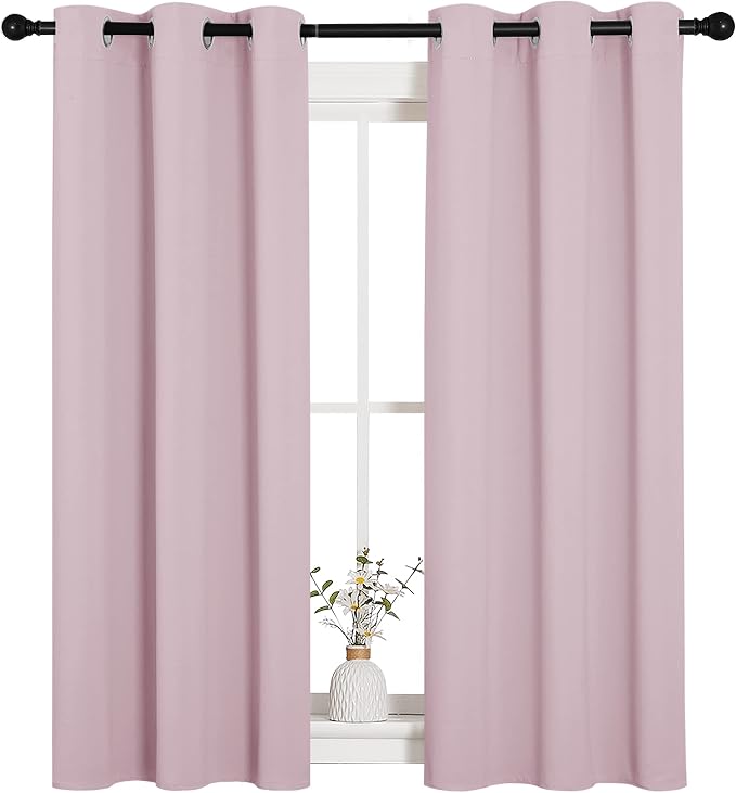 NICETOWN Blackout Draperies Curtains for Girls Room, Nursery Essential Thermal Insulated Grommet Blackout Panels (Lavender Pink, 1 Pair, 34" x 54") | Nursery Essential Thermal Insulated Grommet Room Darkening Panels for Bedroom Kitchen, Light Blocking ...